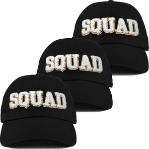 image:imageFunky Junque Bride Baseball Cap Bachelorette Party Hats for Bridesmaids  Cotton baseball cap with chenille patch lettering for bachelorette parties bridal showers engagements amp bridesmaid gifts3 Pack Squad Black