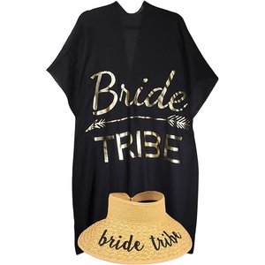 image:imageFunky Junque Bride Beach Hat and Cover up Set Bridal Party Bride Tribe Hats  Bride Tribe Natural amp Bride Tribe Black Cover up  Bride Tribe Natural amp Bride Tribe Black Cover Up straw sun hat amp cover up set for bachelorette trips amp honeymoons