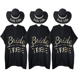 image:imageFunky Junque Bride Beach Sun Hat Straw Bucket Cover Up Set  Straw bucket sun hat with adjustable drawstring for bachelorette trips honeymoons bridal showers amp destination weddings3 Pack Bride Tribe Black HatBlack Cover Up