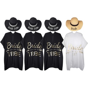 image:imageFunky Junque Bride Beach Sun Hat Straw Bucket Cover Up Set  Straw bucket sun hat with adjustable drawstring for bachelorette trips honeymoons bridal showers amp destination weddings4 Pk Bride Natural Hat Bride Tribe Black Hat