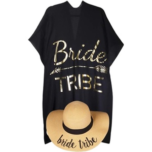 image:imageFunky Junque Bride Beach Sun Hat Straw Bucket Cover Up Set  Straw bucket sun hat with adjustable drawstring for bachelorette trips honeymoons bridal showers amp destination weddingsBride Tribe  Natural HatBlack Cover Up