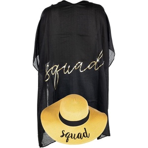 image:imageFunky Junque Bride Beach Sun Hat Straw Bucket Cover Up Set  Straw bucket sun hat with adjustable drawstring for bachelorette trips honeymoons bridal showers amp destination weddingsSquad  Natural HatBlack Cover Up