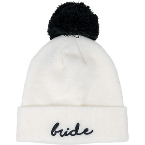 image:imageFunky Junque Bride Beanie  Womens Winter Beanie with Pom White Embroidered Bride Hat Gift for Bachelorette amp Bridal ShowerWhite