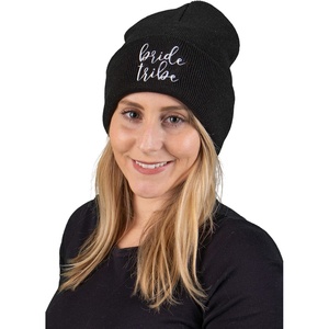 image:imageFunky Junque Bride Beanie for Women  Embroidered Bachelorette Party Favors Knit Wedding Hat Bridesmaid AccessoriesBride Tribe  Black Cursive