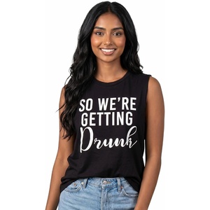 image:imageFunky Junque Bride Tank Top for Women  Bachelorette Party Favors Wedding Shirt Bridal Wifey Tee Bride ShirtsSo Were Getting Drunk  Black