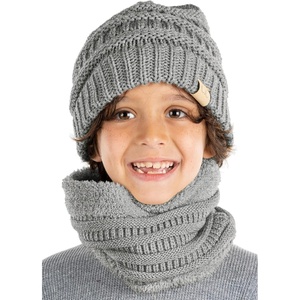 image:imageFunky Junque Fleece Lined Winter Neck Warmer Tube Scarf Cold Weather Gaiter for Kids Boys Girls ToddlersHeather Grey