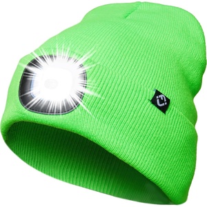 image:imageFunky Junque LED Light Beanie  Light GreyNeon Green