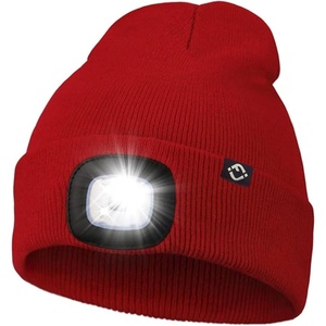 image:imageFunky Junque LED Light Beanie  Light GreyRed