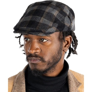 image:imageFunky Junque Mens Classic Wool Blend Newsboy Tweed Flat Cap  Stylish Vintage HatGreyBlack Plaid W Beige Check Slim