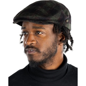 image:imageFunky Junque Mens Classic Wool Blend Newsboy Tweed Flat Cap  Stylish Vintage HatOlive Plaid W Black  Red Check Slim