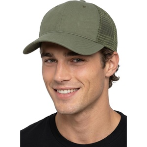 image:imageFunky Junque Mens Mesh Trucker Hat Breathable Snapback Cap  Cotton front trucker hat with ventilated mesh back for hiking fishing BBQs ballgames amp outdoor golfOlive