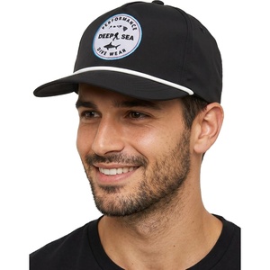 image:imageFunky Junque Mens Rope Golf Hat Vintage Snapback Trucker Cap  Moisturewicking rope golf hat with adjustable snapback for fairways weekend adventures sport amp lifestyleDeep Sea Dive Wear  Black Cap White Rope