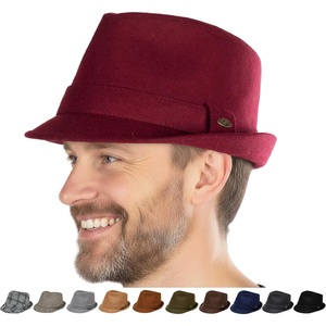 image:imageFunky Junque Mens Wool Blend Fedora Vintage Winter Dress Hat  Warm wool fedora hat with decorative band for winter outings formal events indoor occasions amp everyday wearBurgundy