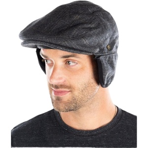 image:imageFunky Junque Newsboy Hats for Men Wool Ivy Flat Cap with Ear Flaps Fitted Winter Scally Gatsby Earflaps Driver BeretGrey Plaid