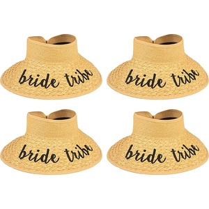 image:imageFunky Junque Packable Straw Sun Hat Womens Wide Brim Ponytail  Foldable straw hat with rollup design for beach days gardening travel amp outdoor adventures4 Pack Bride Tribe