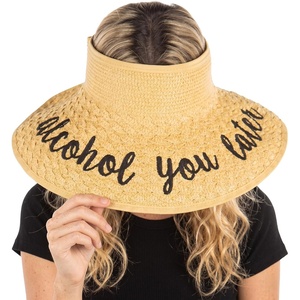 image:imageFunky Junque Packable Straw Sun Hat Womens Wide Brim Ponytail  Foldable straw hat with rollup design for beach days gardening travel amp outdoor adventuresNatural Alchohol You Later