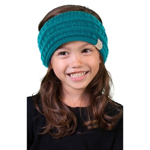 image:imageFunky Junque Toddler Winter Headband  Kids Ear Warmer for Girls amp Boys Ages 16 Soft Knit Fleece Headband for Cold Weather  IvoryTeal Ribbed Knit