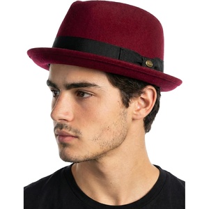 image:imageFunky Junque Wool Blend Porkpie Fedora Classic Trilby Dress Hat  Porkpie wool blend hat with grosgrain band for autumn wear winter outings formal events amp vintage styleBurgundy