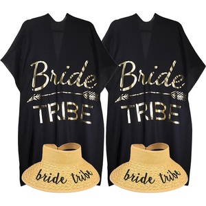 image:imageSun Hat amp Cover Up Set Visor 2 Bride Tribe Natural amp Bride Tribe Black  Visor 2 Bride Tribe Natural amp Bride Tribe Black Cover Up straw sun hat amp cover up set for bachelorette trips