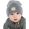 image:imageFunky Junque Adorable Newborn Baby Smiley Face Beanie  Soft Knit Winter Hat with Premium Suede PatchHeather Grey