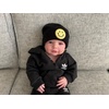 image:imageFunky Junque Adorable Newborn Baby Smiley Face Beanie  Soft Knit Winter Hat with Premium Suede PatchSmiley  Light Pink