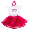 image:imageFunky Junque Baby Girl Birthday Outfit for 1st Birthday TShirt Tutu Skirt and Headband Cake Smash Dress ClothesBday GirlFuchsia Glitter  Tshirt  Tutu  Crown
