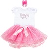 image:imageFunky Junque Baby Girl Birthday Outfit for 1st Birthday TShirt Tutu Skirt and Headband Cake Smash Dress ClothesBday GirlPink Stones  Tshirt  Tutu  Crown