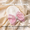 image:imageFunky Junque Baby Girl Newborn Beanie with Rhinestone Trim Bow  Soft Infant Hospital Hat for Nursery and Coming Home OutfitWhite  Rose Satin Bow
