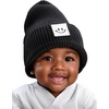 image:imageFunky Junque Baby Hats 012 Months Smiley Face Beanie Warm Soft Knit Toddler Beanie Winter Cap for Infants Unisex2 Pack  Black  White Square Patch