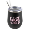 image:imageFunky Junque Insulated Wine Tumbler  Bride Tribe BlackPink  Doublewall insulated wine tumbler with leakproof lid amp straws for weddings bachelorette parties bridal showers amp toastsBride Tribe BlackPink