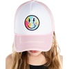 image:imageFunky Junque Kids Mesh Baseball Hat Toddler Adjustable Trucker Cap  Breathable baseball hat with precurved visor for the playground pool days pumpkin patch amp summer campSmiley W Lightning Bolt  Light PinkWhite