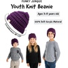 image:imageFunky Junque Kids Ribbed Beanie Hat  Soft Knit Winter Hat for Girls amp Boys Ages 29 Warm Toddler Beanie Youth TobogganPurple