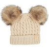 image:imageFunky Junque Toddler Double Pom Pom Beanie  Warm Knit Winter Hat for Girls Ages 16 Soft Kids Poms Beanies for Cold WeatherBeige  Faux Fur Pom