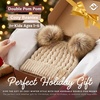 image:imageFunky Junque Toddler Double Pom Pom Beanie  Warm Knit Winter Hat for Girls Ages 16 Soft Kids Poms Beanies for Cold WeatherBeige  Faux Fur Pom