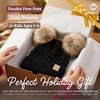 image:imageFunky Junque Toddler Double Pom Pom Beanie  Warm Knit Winter Hat for Girls Ages 16 Soft Kids Poms Beanies for Cold WeatherBlack  Natural Faux Fur Pom