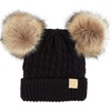 image:imageFunky Junque Toddler Double Pom Pom Beanie  Warm Knit Winter Hat for Girls Ages 16 Soft Kids Poms Beanies for Cold WeatherBlack  Natural Faux Fur Pom