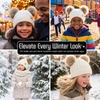 image:imageFunky Junque Toddler Double Pom Pom Beanie  Warm Knit Winter Hat for Girls Ages 16 Soft Kids Poms Beanies for Cold WeatherIvory  Faux Fur Pom