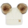 image:imageFunky Junque Toddler Double Pom Pom Beanie  Warm Knit Winter Hat for Girls Ages 16 Soft Kids Poms Beanies for Cold WeatherIvory  Faux Fur Pom
