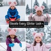 image:imageFunky Junque Toddler Double Pom Pom Beanie  Warm Knit Winter Hat for Girls Ages 16 Soft Kids Poms Beanies for Cold WeatherPale Pink  Pink Faux Fur Pom