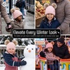 image:imageFunky Junque Toddler Double Pom Pom Beanie  Warm Knit Winter Hat for Girls Ages 16 Soft Kids Poms Beanies for Cold WeatherPale Pink W Faux Fur Double Poms