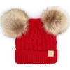 image:imageFunky Junque Toddler Double Pom Pom Beanie  Warm Knit Winter Hat for Girls Ages 16 Soft Kids Poms Beanies for Cold WeatherRed  Faux Fur Pom