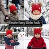 image:imageFunky Junque Toddler Double Pom Pom Beanie  Warm Knit Winter Hat for Girls Ages 16 Soft Kids Poms Beanies for Cold WeatherRed  Faux Fur Pom