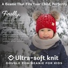 image:imageFunky Junque Toddler Double Pom Pom Beanie  Warm Knit Winter Hat for Girls Ages 16 Soft Kids Poms Beanies for Cold WeatherRed  Faux Fur Pom