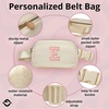 image:imageKids Fanny Pack for Girls Initial Crossbody Belt Bag  Cream Letter H  Waterproof Waist Pack Ages 412 Softside Nylon Waterproof and Expandable School Travel Playground Phone and ID PocketCream Initial Pink