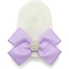 image:imageFunky Junque Baby Girl Newborn Beanie with Rhinestone Trim Bow  Soft Infant Hospital Hat for Nursery and Coming Home OutfitWhite  Lavender Ribbon Bow