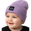 image:imageFunky Junque Baby Hats 012 Months Smiley Face Beanie Warm Soft Knit Toddler Beanie Winter Cap for Infants UnisexLavender Square Patch