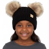 Black - Natural Faux Fur Pom