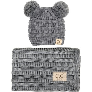 image:imageBaby Blanket amp Beanie Set  Ribbed Knit  Single Pom  Heather Grey  Soft fuzzy baby blanket amp beanie set with large 30x35 size for snuggling crib naps strollers amp shower giftsRibbed Knit  Double Pom  Heather Grey