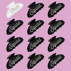 image:imageBridal Claw Clip Set  Squad  Pearl embellished claw clips with strong hold for bridal showers bachelorette parties weddings amp getting ready12 Pack  1 Bride  11 Squad