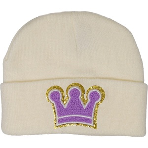 image:imageFunky Junque Adorable Newborn Baby Smiley Face Beanie  Soft Knit Winter Hat with Premium Suede PatchCrown  WhitePurple